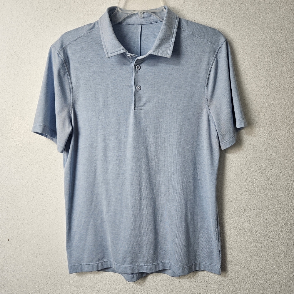 Lululemon shirt Men's small Evolution Polo Blue Preppy Short Sleeve casual golf